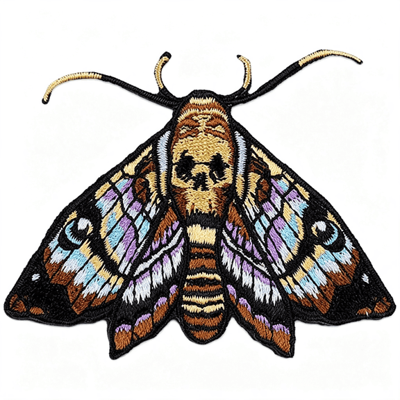 TUWAFE Death Head Moth Gothic Skull Punk Patch,Embroidered Patch Applique Iron-On/Sew-On Badge Funny Patches for Clothing,Jeans,Backpacks,Hats,Bags,Jackets,Diy Accessories & Crafts