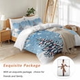 thumbnail image 7 of Blue Christmas Bedding Duvet Cover Set Full Size 4 Pieces Winter Snowman Snowflake Christmas Tree Bedding Set with Zipper Closure, 1 Comforter Cover 86x86 Inches 1 Flat Sheet & 2 Pillow Cases, 7 of 7