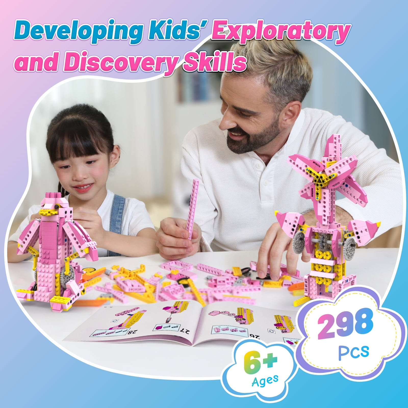 Apitor Robot G STEM Toys for 6 7 8 9 10 Year Old Girl, 8 in 1 Electric Building Toys for Kids 6-8 8-10, Educational Stem Construction Toys Set for Girls 6-12 Christmas Birthday Gift