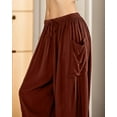 thumbnail image 4 of Women's Flowy Linen Pants Casual Wide Leg with Drawstring Pockets Summer Trousers 2024 Hippie Pants, 4 of 5