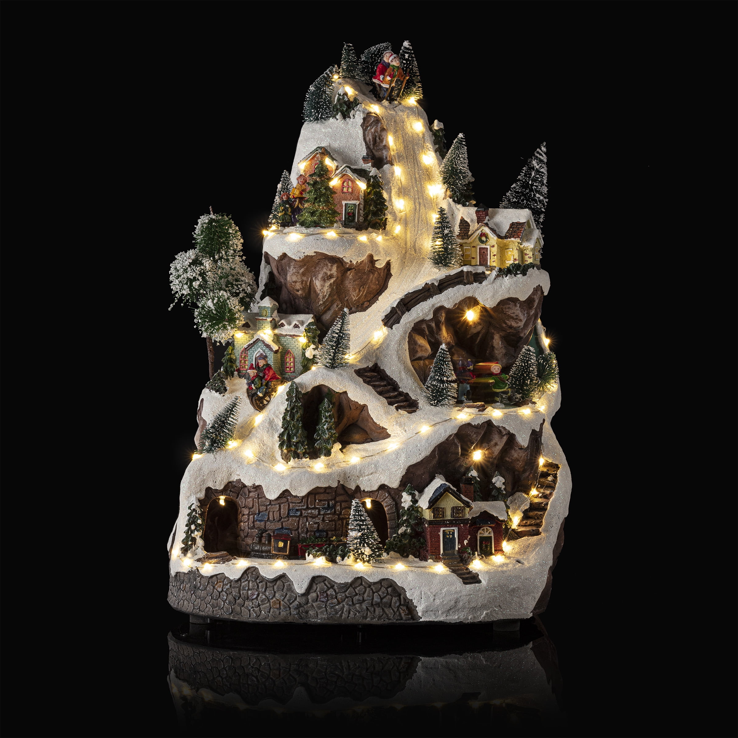 Alpine Corporation Animated Winter Wonderland Set with LED Light and Music