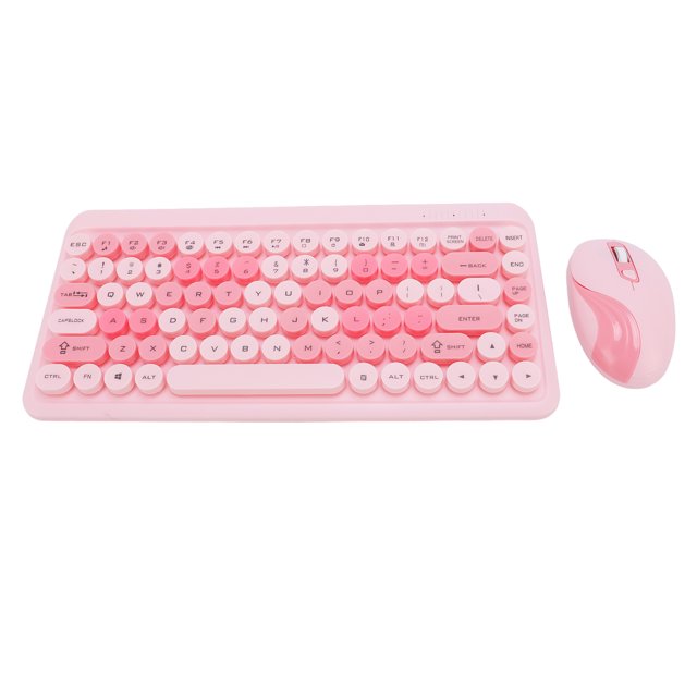 Combo de Teclado y Ratón Inalámbricos de 2.4g, Juego de Teclado y Ratón con Teclas Redondas Retro para el Hogar y la Oficina Con Configuraciones de DPI Ajustables, enchufe -entape