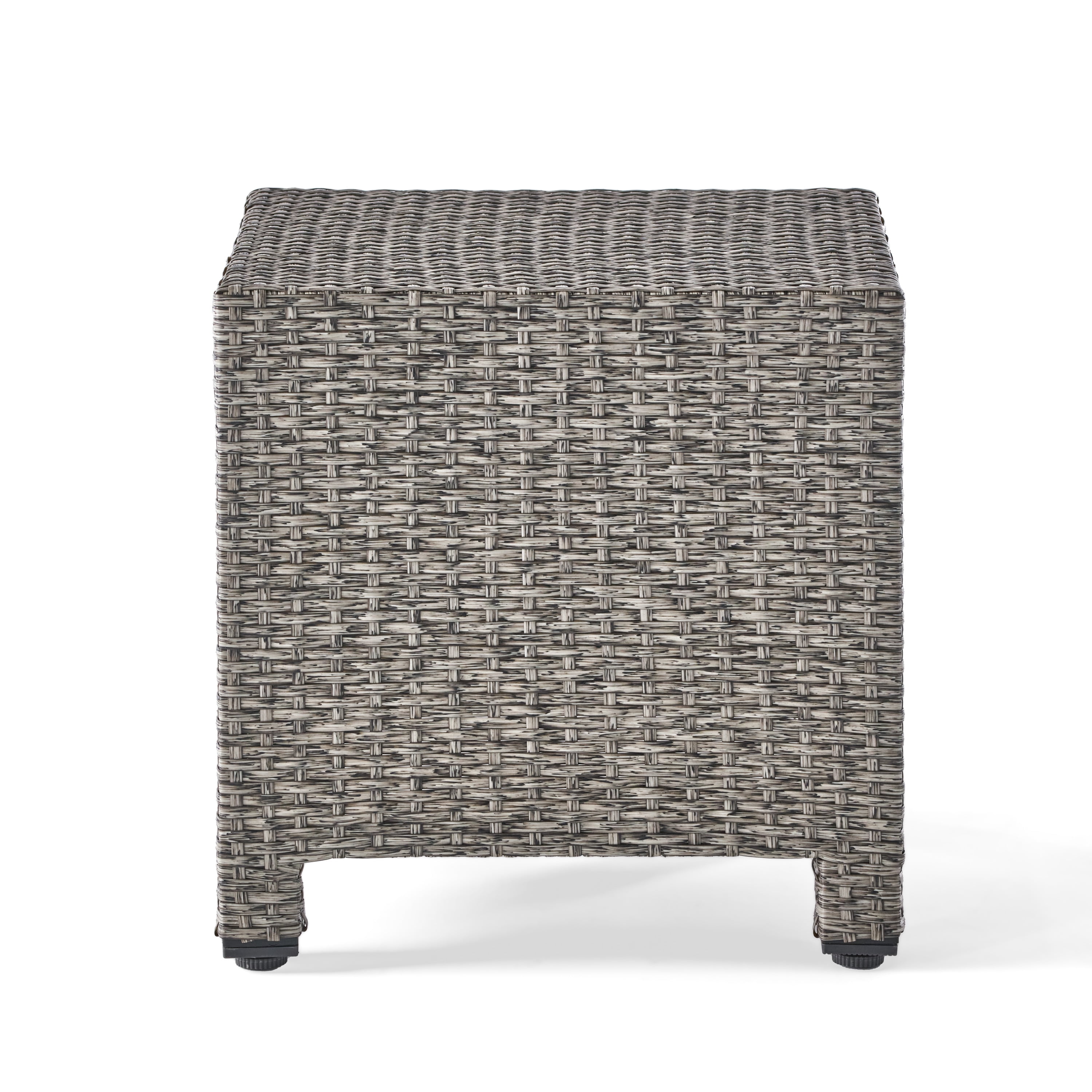 Outdoor Cube Shape Wicker Side Table, Compact Leisure Accent Table for Patio Garden, Black