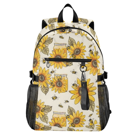 JIALIOU 14" Laptop Backpack Waterproof Airline Approved Stylish Casual Daypack for Travel Business College Work, Sunflowers Honey Bee