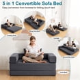 thumbnail image 4 of Hommpa 50" Convertible Sofa Bed Foldable Couch Bed Folding Mattress Couch, Sleeper Sofa with Pillow with High Density Foam Filling, for Living Room for Holiday Festival Gift, Gray, Full, 4 of 12