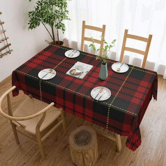 Rectangle Table Cloth, Scottish Clan MacQueen Tartan Resistant Washable Tablecloth Decorative Table Cover for Dining, Indoor and Outdoor