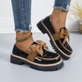 thumbnail image 3 of Women Patent Leather Round Toe Loafers, Bow Accent Chunky Heel Platform Casual Shoes, 3 of 6