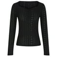 thumbnail image 5 of AherBiu Cute Tops for Women Long Sleeve Shirt Eyelet Low Cut Square Neck Stretch Slim Fitted Going out Tops, 5 of 9