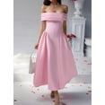 thumbnail image 3 of Women'S Off Shoulder Cocktail Long Zipper Evening Dress Pink S, 3 of 5