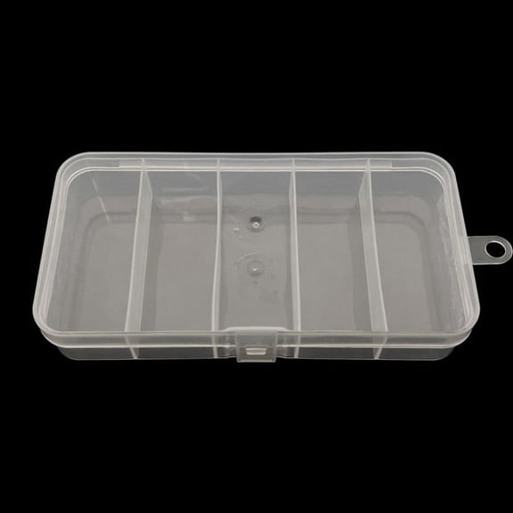 5-Compartment Fishing Tackle Box, Clear Plastic Hook Lure Bait Organizer for Fishing Accessories