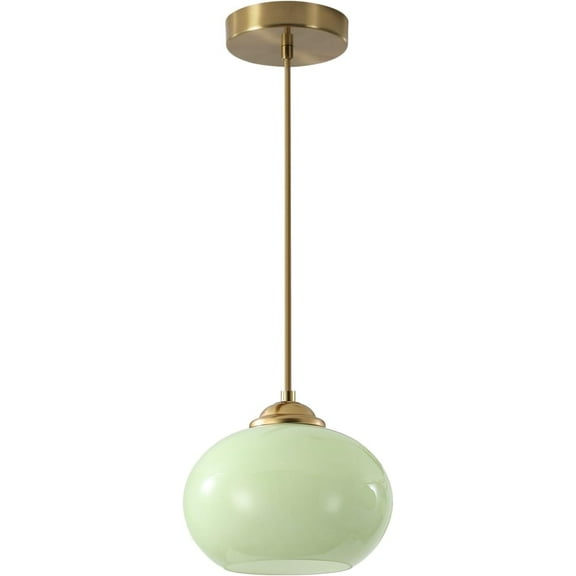 KCO Lighting Green Glass Pendant Light Large Gold Globe Pendant Light Single Hanging Lamp Nordic Green Chandelier