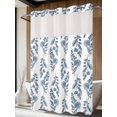 thumbnail image 2 of No Hook Shower Curtain with Snap-in Liner, Blue Botanical Waterproof Fabric Bathroom Curtains, Pastoral Elegant Spring Floral Bath Curtains & Mesh Top Window 72"x84" Long, 2 of 9