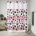 thumbnail image 6 of No Hook Shower Curtain with Built-in Rings - Farmhouse Vintage Washable Waterproof Fabric Bathroom Curtains for Hotel,Rentals, 72X 96 Inch Extra Long , Pet Dog Paws Wood Texture Pink Black, 6 of 9