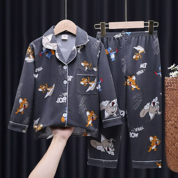 Disney Mickey Mouse Niños Pijamas Niños Ropa de algodón Pantalones Conjunto Ropa de dormir de dibujos animados Niños Pijamas para niñas Trajes Niño Pyjamaheight 95-105cm zhangmengya CONDUJO