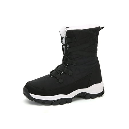 

Kesitin Winter Boots for Women - Soft Comfortable Faux Fur Mid Calf Winter Snow Bootie Black 7