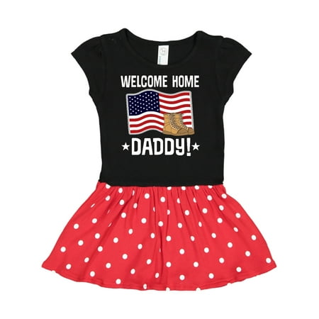 

Inktastic Military Dad Welcome Home USA Flag Gift Toddler Girl Dress