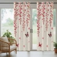 thumbnail image 3 of 1 Panel Outdoor Curtains for Patio Waterproof 54"x95" Butterfly Flower Weatherproof Privacy Outsides Curtains, Farmhouse Country Pink Floral on Linen Grommet Thermal Drapes for Cabana Porch Pergola, 3 of 8