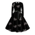 thumbnail image 4 of Long Sleeve Fit And Flare Heart Dress for Women Belted Waist Romantic Heart Print Flowy Skirt Soft Comfortable Fabric Ideal for Valentine s Day Casual Wear, Sizes S-5XL, 4 of 5