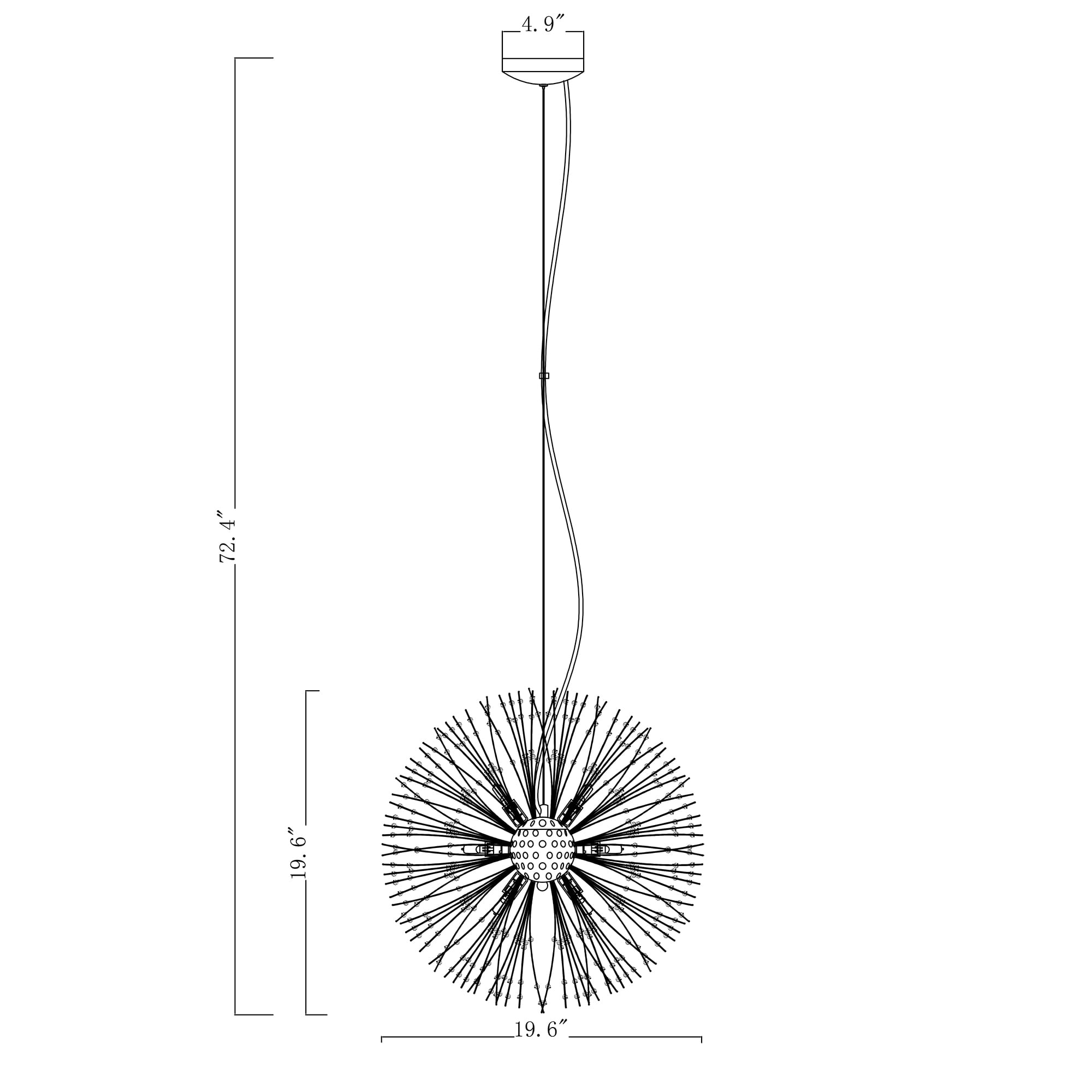 Warehouse of Tiffany PD010/9GD Rylee 19.6 in. 9-Light Indoor Gold Finish Chandelier with Light Kit