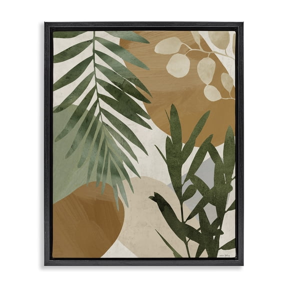Stupell Industries Eclectic Southwestern Tropical Leaves Black Floating Frame Canvas Art, 17 x 21, by Amber Sterling