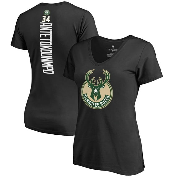 Women's Giannis Antetokounmpo Black Milwaukee Bucks Backer T-Shirt