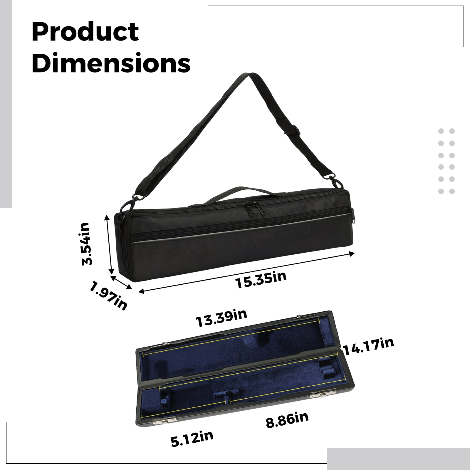 Flute Case Carrying Bag, PU Leather Flute Box with Wood Structure,16-Hole Flute Bag, Lightweight, with Adjustable Shoulder Strap and Handle, Long-lasting and Protective Storage