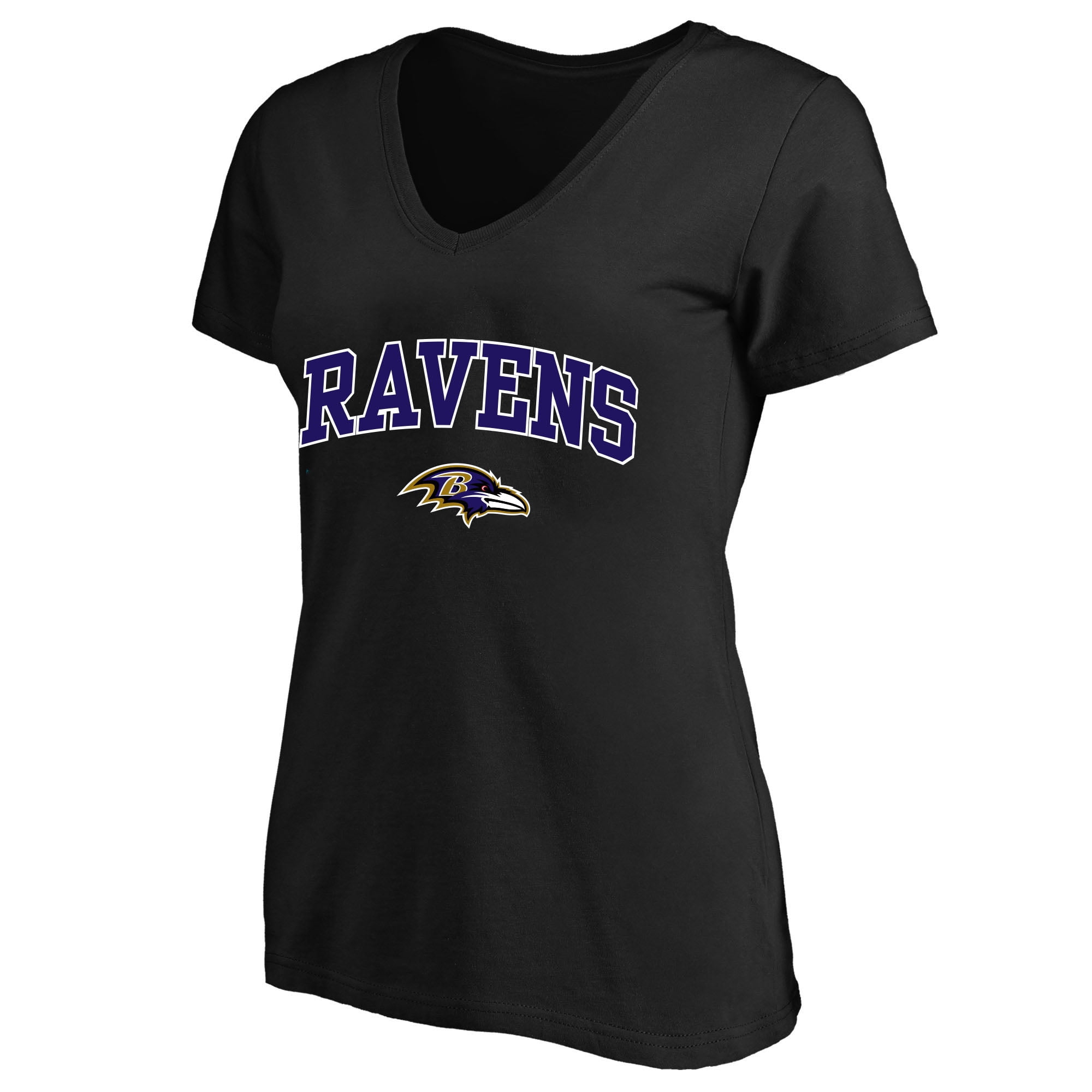 Women's Fanatics Black Baltimore Ravens Plus Size Arch Over Logo V-Neck T-Shirt