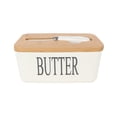 thumbnail image 5 of Pebbuoy Ceramic Butter Dish with Lid Multipurpose Knife Large Capacity Butter Keeper for Countertop Easy to Clean Butter Container Kitchen Gift, 5 of 7