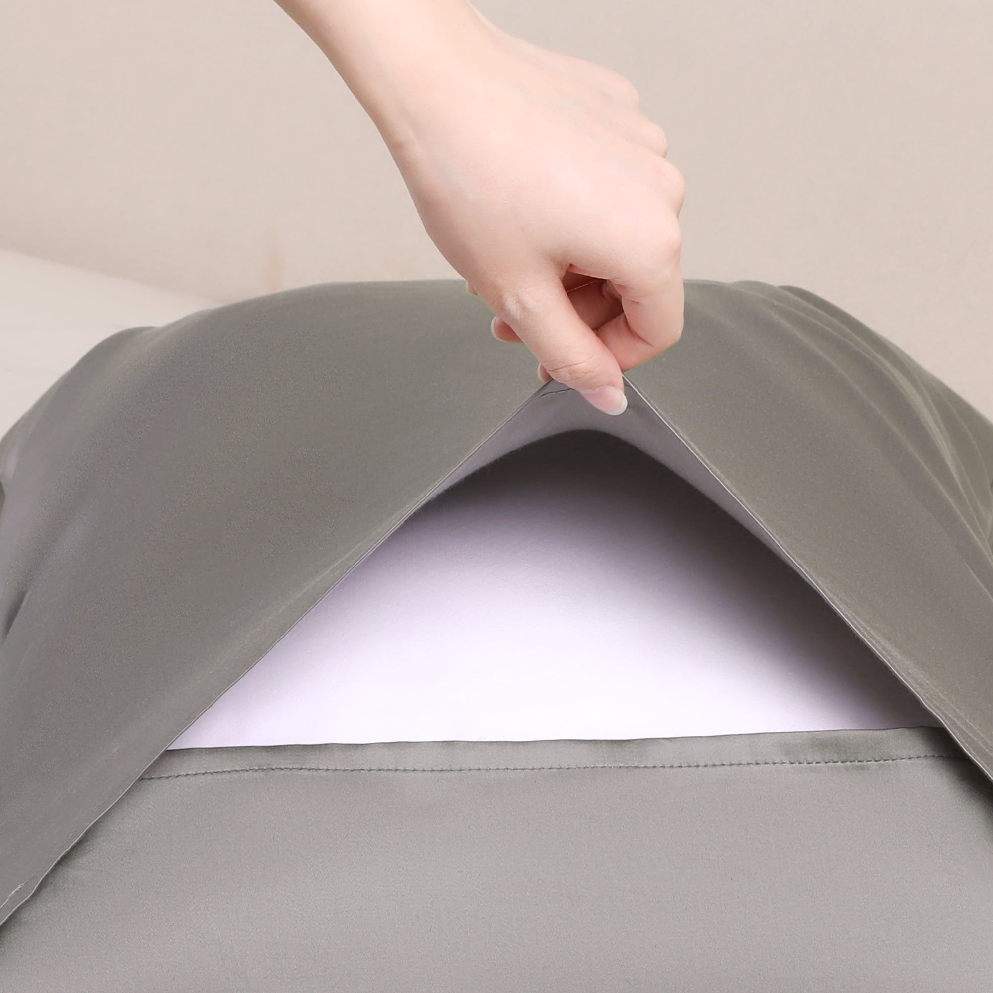 Unique Bargains Satin Pillow Cases Set of 2 Cooling Pillow Covers Queen Dark Gray