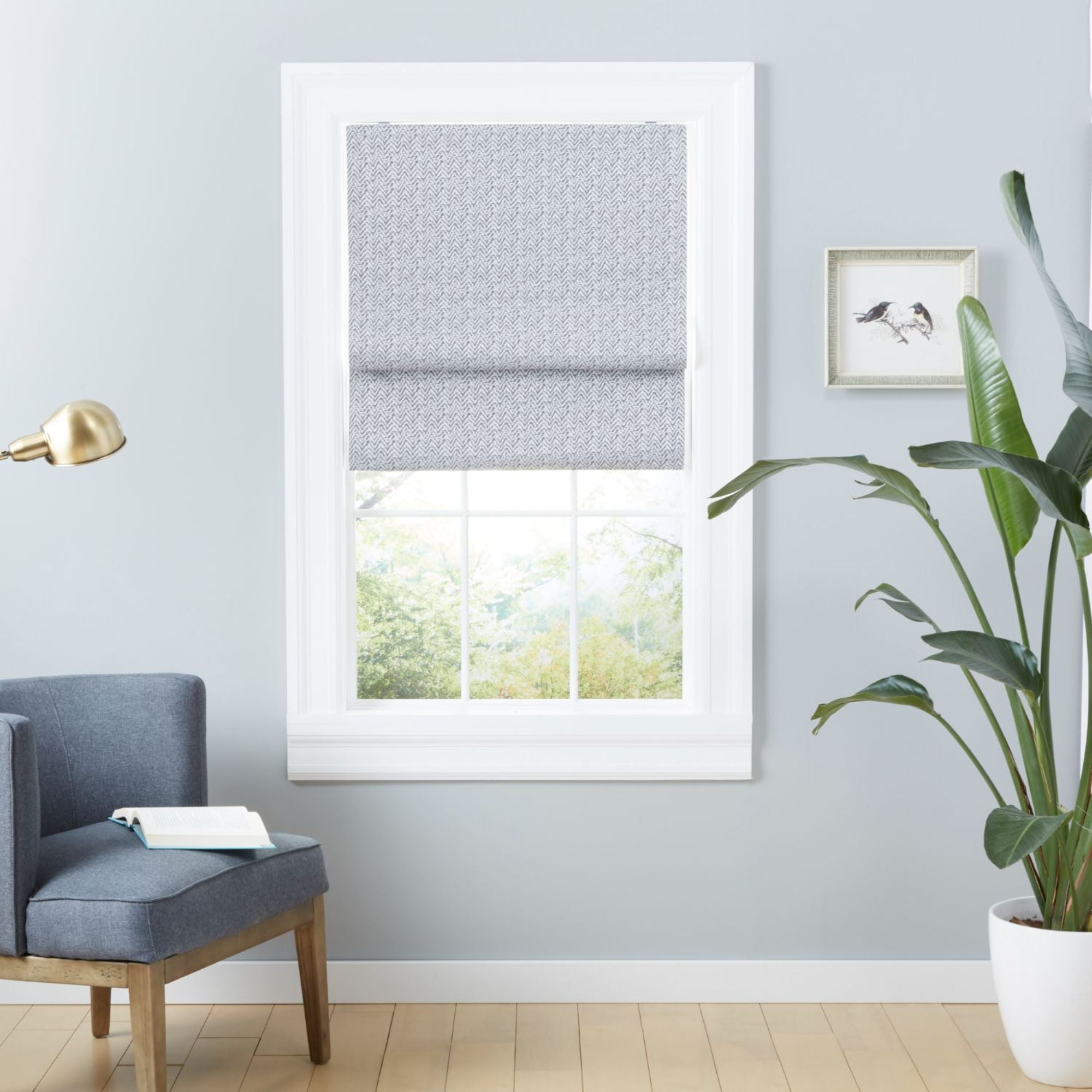 Exclusive Home Esme Total Blackout Roman Shade, 27"x64", Dark Grey
