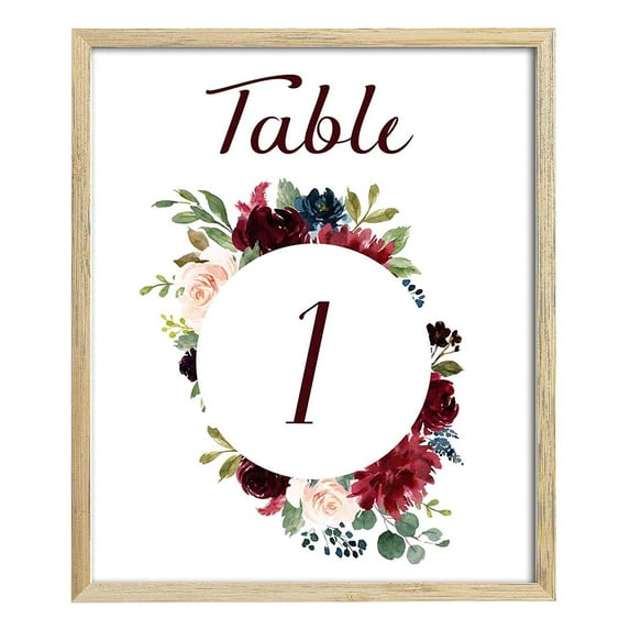Darling Souvenir Double Sided Print Floral Table Numbers Wedding Reception Decorative Table Top Cards-5" x 7" (1 to 30)