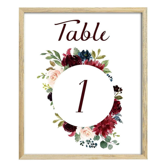 Darling Souvenir Double Sided Print Floral Table Numbers Wedding Reception Decorative Table Top Cards-5"" x 7"" (1 to 30)"
