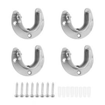 Qilidiba 4 Packs Heavy Duty Stainless Steel Closet Rod End Supports Closet Pole Sockets Flange Rod Holder with Screws, 1-1/3 Inches Diameter(U-Shaped)