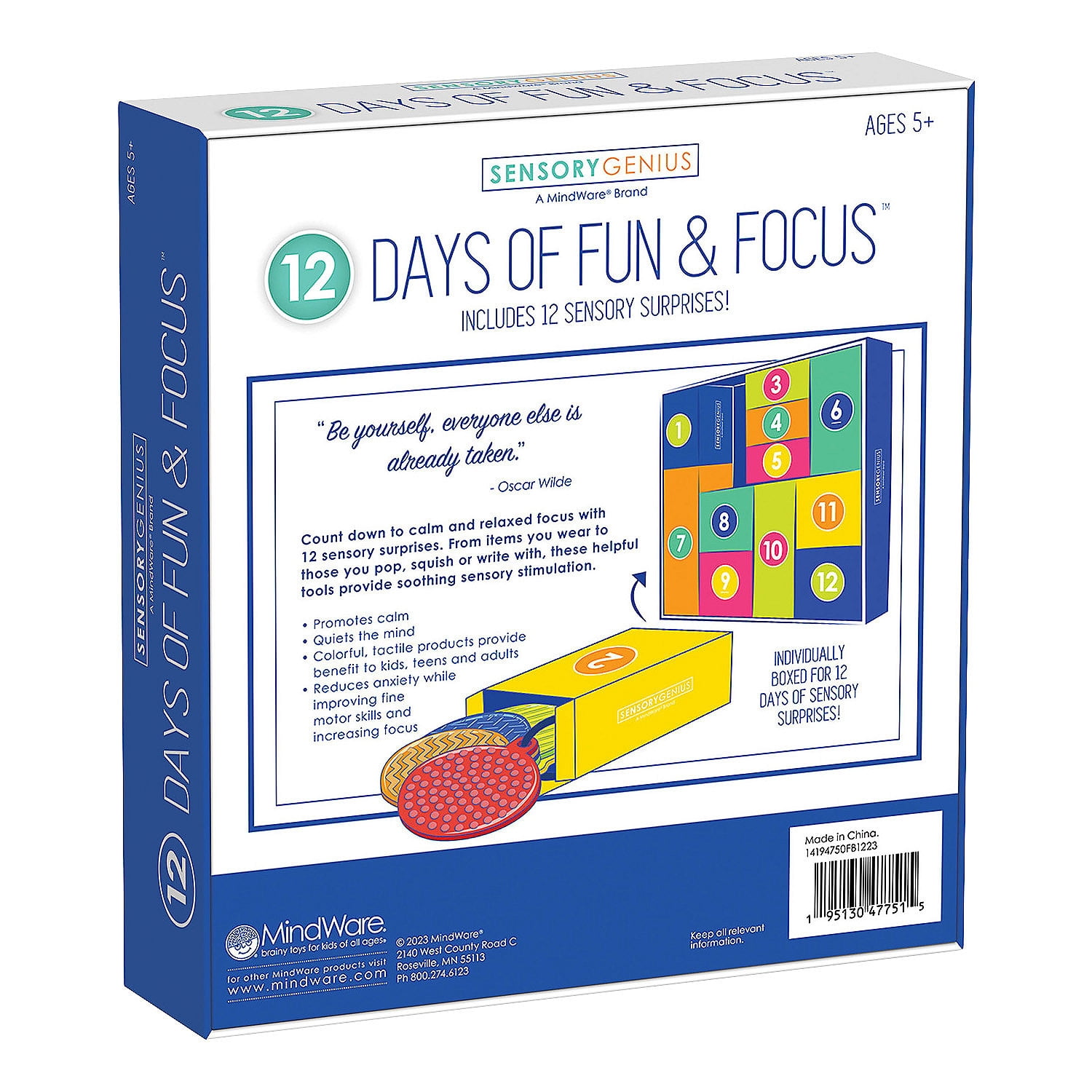 Sensory Genius 12 Days of Fun & Focus Pack, Fun Fidget Advent Calendar 2024 for Kids, Teens & Adults Ages 5 and Up