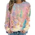 thumbnail image 2 of ClodeEU Womens Christmas Print Sweatshirts, Crew Neck Long Sleeve Shirts ,Fall Pullover Sweatshirt Multicolor 11,Womens Plus XXXL, 2 of 6