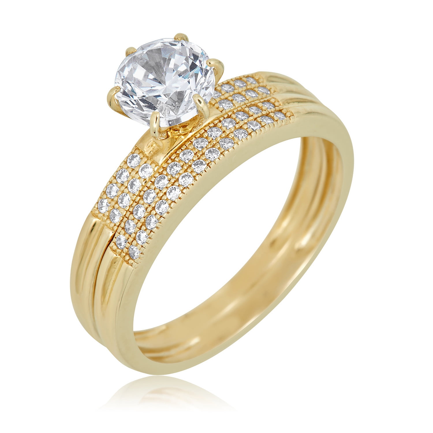 10K Yellow Gold 0.50 Carat Cubic Zirconia CZ Anniversary Bridal Engagement Weddi 