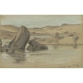 thumbnail image 2 of Elihu Vedder 14x11 Black Ornate Wood Framed Double Matted Museum Art Print Titled: Nile Journey, No. 22 (1890), 2 of 5