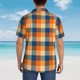 thumbnail image 4 of Balery Warm Orange Plaid Camisas hawaianas de manga corta para hombre, camisas playeras de corte holgado, camisas de vacaciones con botones,Medium, 4 of 7