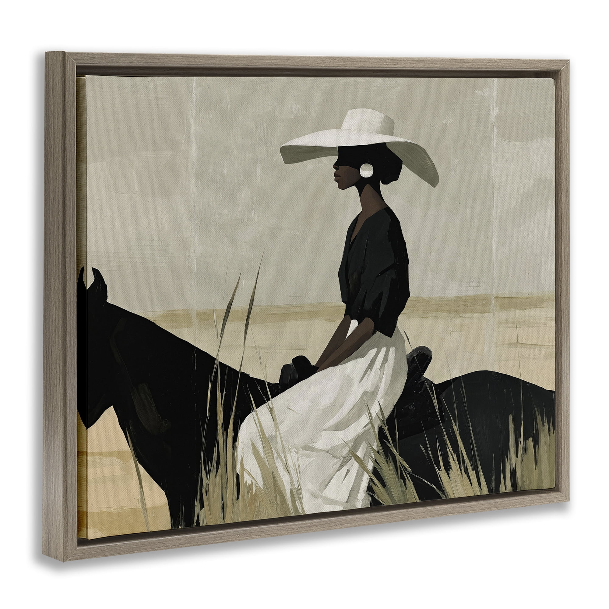 Stupell Industries Equestrian Elegance Silhouette Brown Framed Floater Canvas Wall Art, design by Svetlana Aleynikova