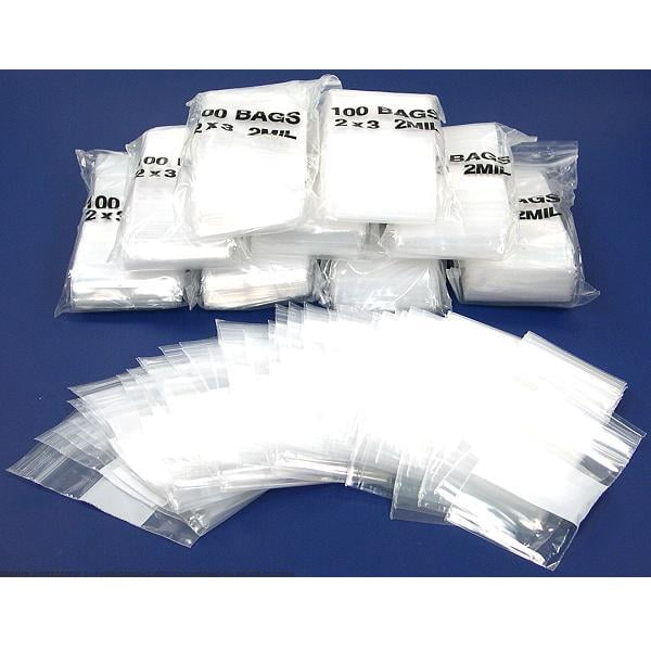 1000 Zipper Block Bag Resealable Plastic Baggies 2" x 3"