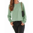 thumbnail image 2 of Blusas de Larga para Mujer, con Cuello Redondo Plisado, Informales, de Negocios, Ropa de Moda. Verde M, 2 of 8