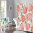 thumbnail image 3 of Peach Shower Curtain, Pink Summer Fruits Peach Ombre with Leaf Printed Cute Bathroom Curtain for Kid''s Bathtub Decor Waterproof Fabric Machine Washable with 12 Hooks, 3 of 6