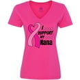 thumbnail image 3 of Inktastic Breast Cancer Awareness I Support My Nana with Pink Ribbon Women's V-Neck T-Shirt, 3 of 5