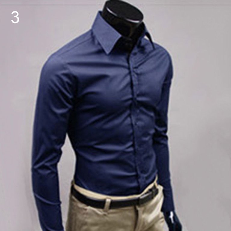 XWQ Men's Luxury Casual Formal Shirt Long Sleeve Slim Fit Business Dress  Shirts Top
