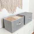 thumbnail image 2 of StorageWorks Fabric Storage Bins with Lids & Handles, Decorative Storage Boxes for Closet & Shelf, Large Storage Bins, 2-Pack, Gray, 14.7" x 9.8" x 10.2", 2 of 10