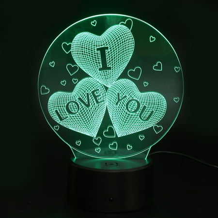 

3D Lamp Visual Light Effect Touch & Colors Changes Night Light (I LOVE YOU Heart)