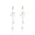 thumbnail image 2 of HOOUN 925 Silver Plated Women Pearl Drop Cute Crystal Ear Stud Daisy Flower Earring-White, 2 of 4