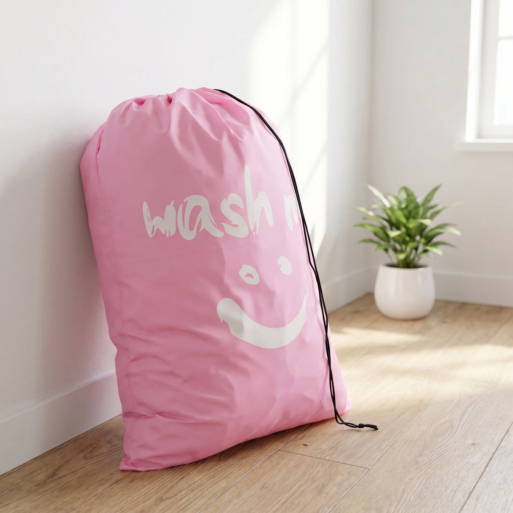 Unique Bargains 2Pcs Waterproof Wet Dry Travel Laundry Bag Pink 24" x 36.2"