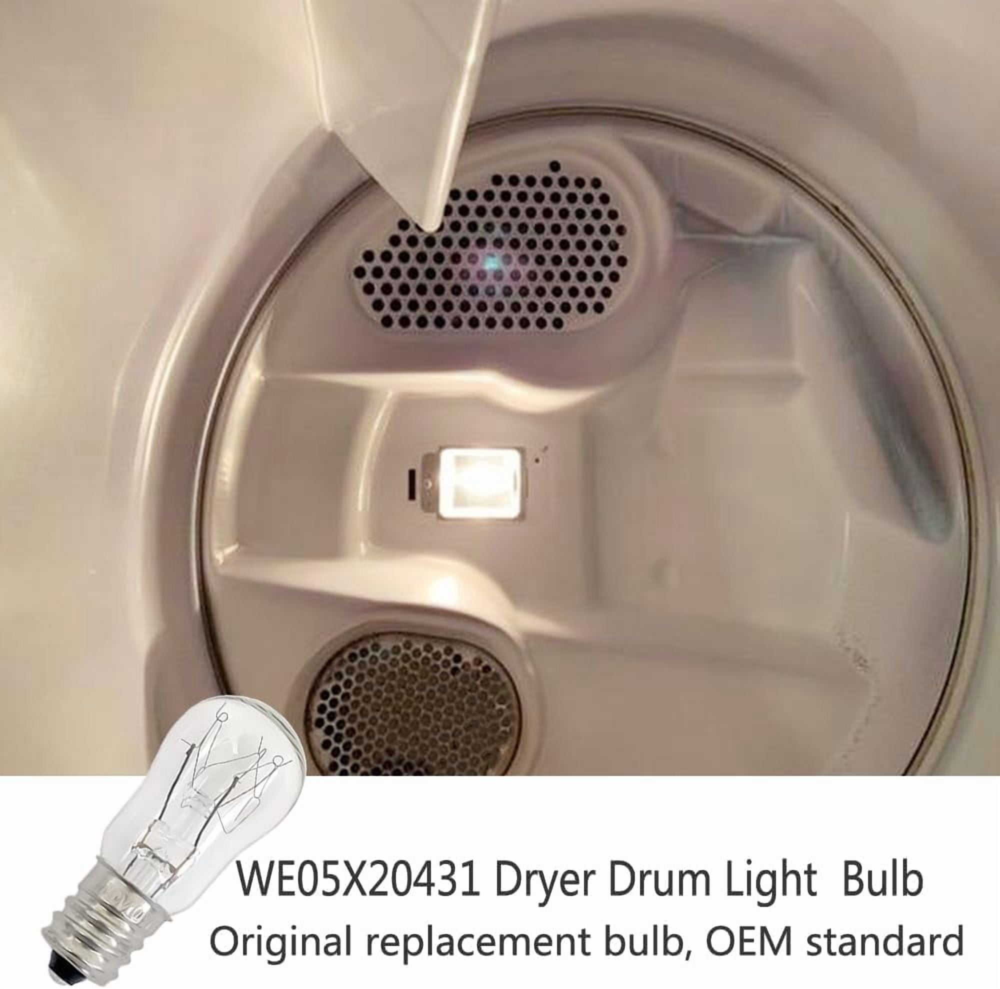 Appliance Clear Light WE05X20431 Dryer Drum Replacement Bulbs,120V/15W/E12,Dryer Light Bulb Compatible with GE & Hotpoint Dryers, 4-Pack