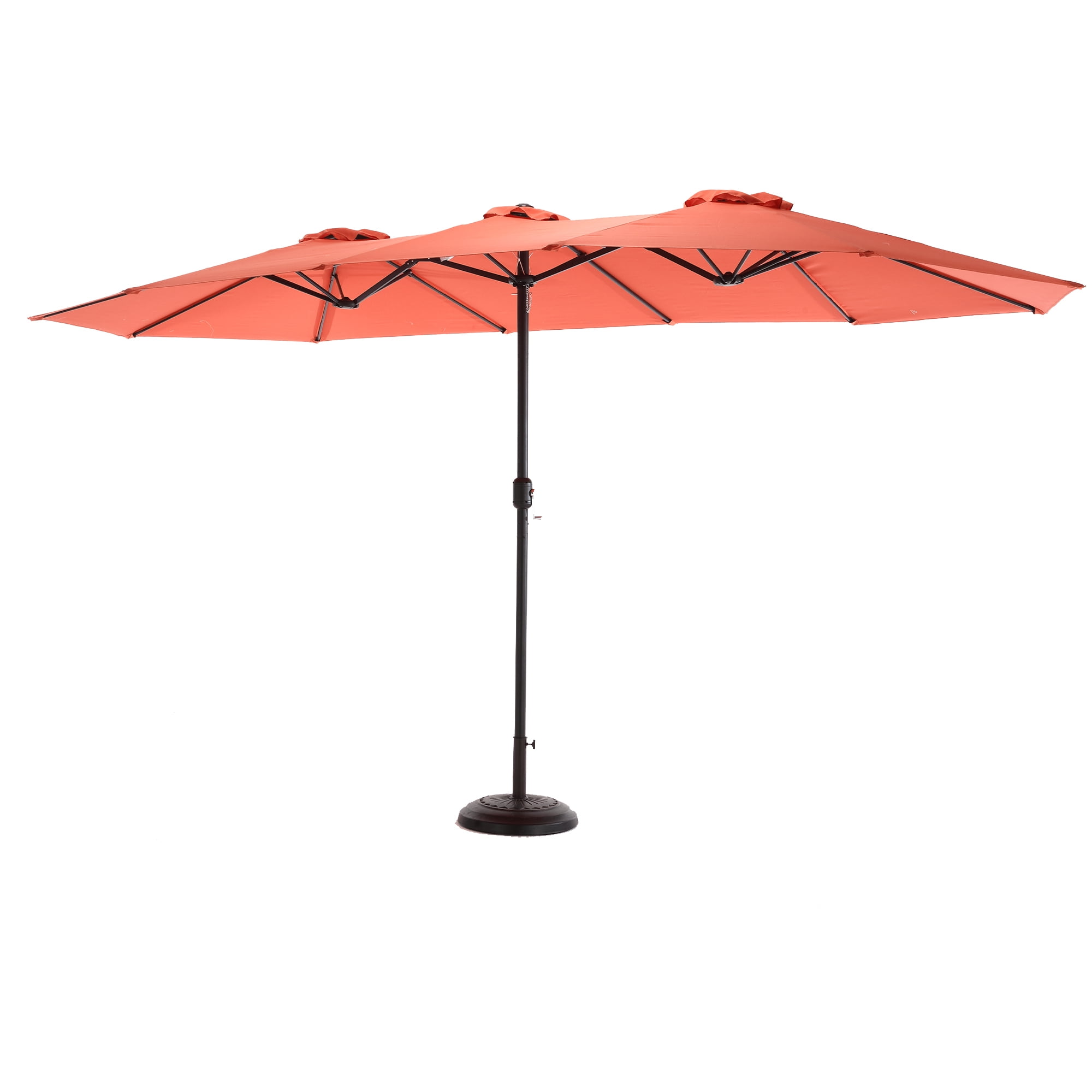Leumius Large Patio Umbrella,Outdoor Double-Sided Rectangle Big Market Umbrella with Crank Stand,Outside Umbrellas for Poolside Lawn Backyard,Orange(No Base)